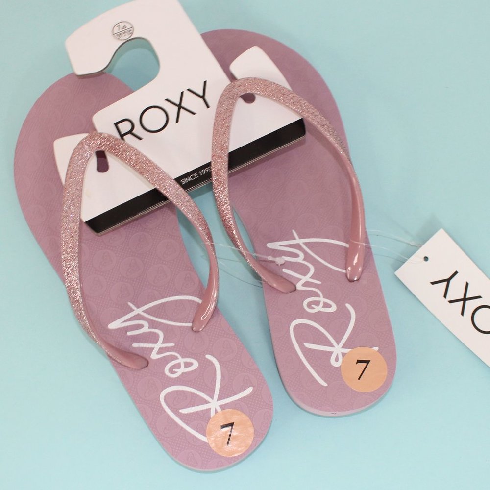 Roxy Pink Glitter Flip Flops // NWT